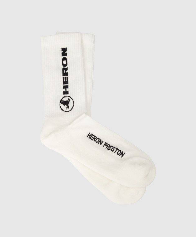 Heron Preston Білі шкарпетки з візерунком логотипу HMRA008S22KNI002 зображення 2