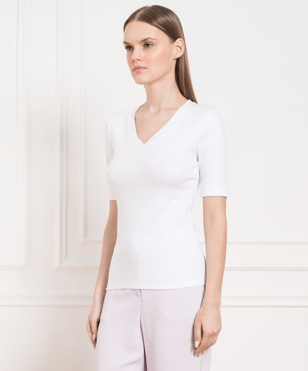 Peserico White t-shirt with monil chain S06660J005669 изображение 3