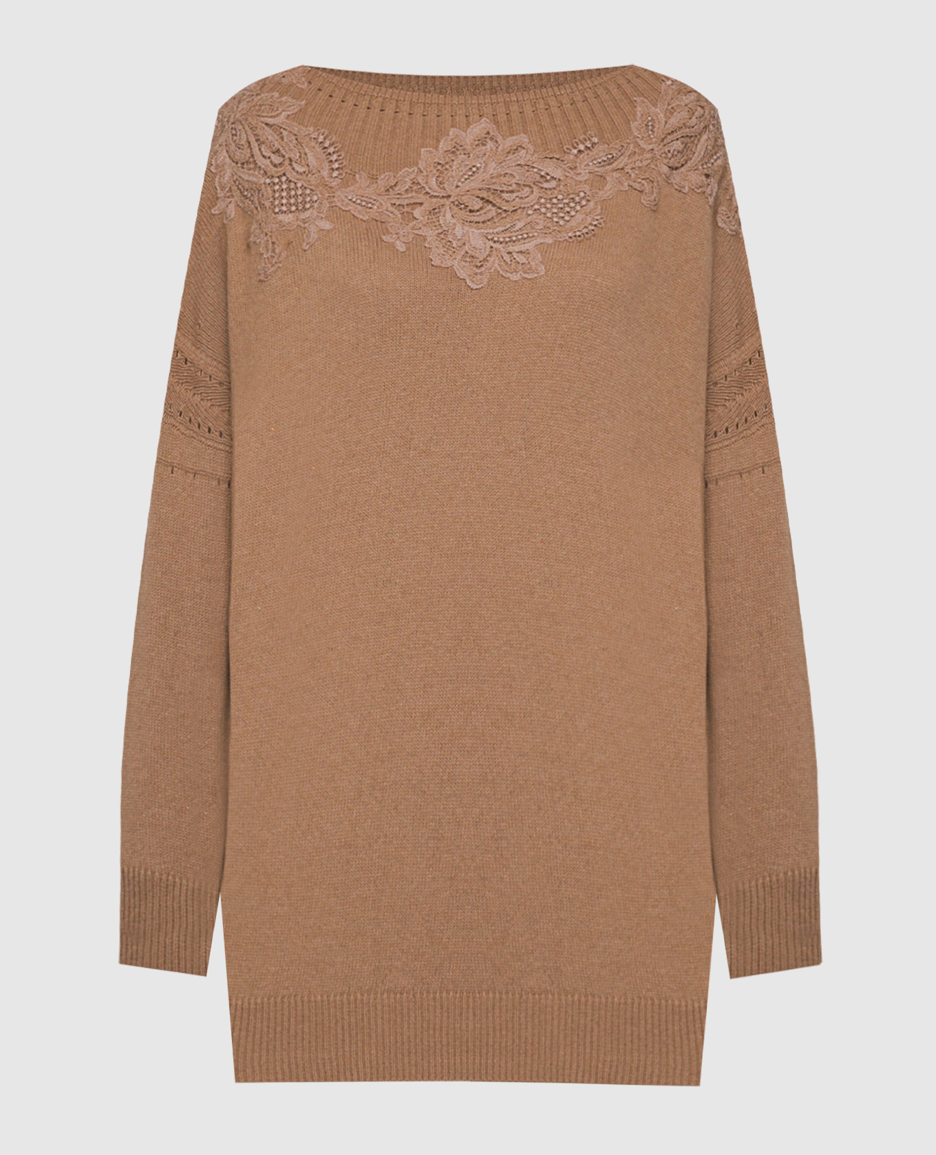 Brown jumper with lace