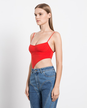 Thierry Mugler Красное боди с фигурными вырезами 22S2BO01761097