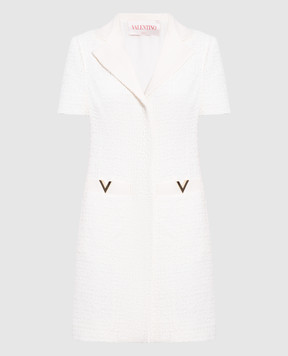 Valentino Белое платье мини из букле 3B3VA4506U9