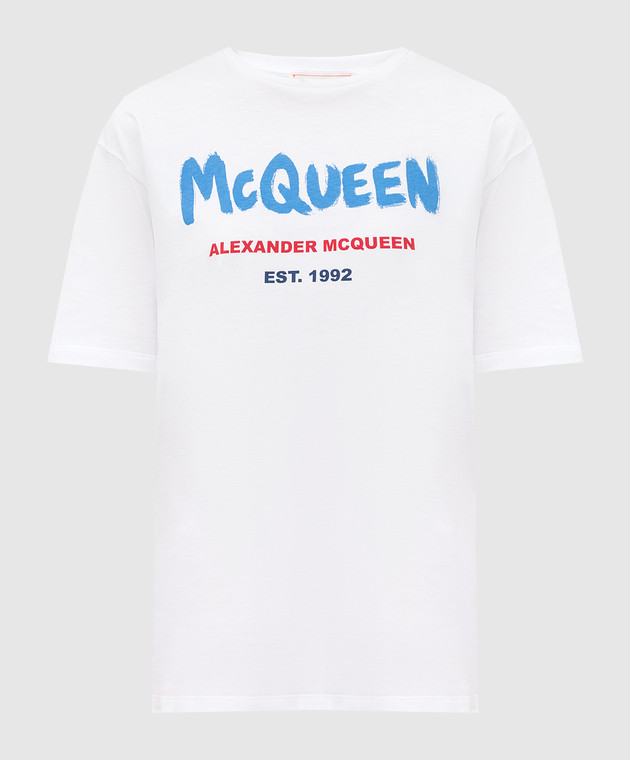 Alexander McQueen Біла футболка з принтом логотипу 659729QZAD3