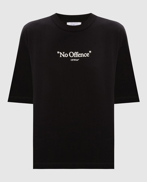 Off-White Черная футболка с контрастным фактурным принтом OWAA124F23JER001