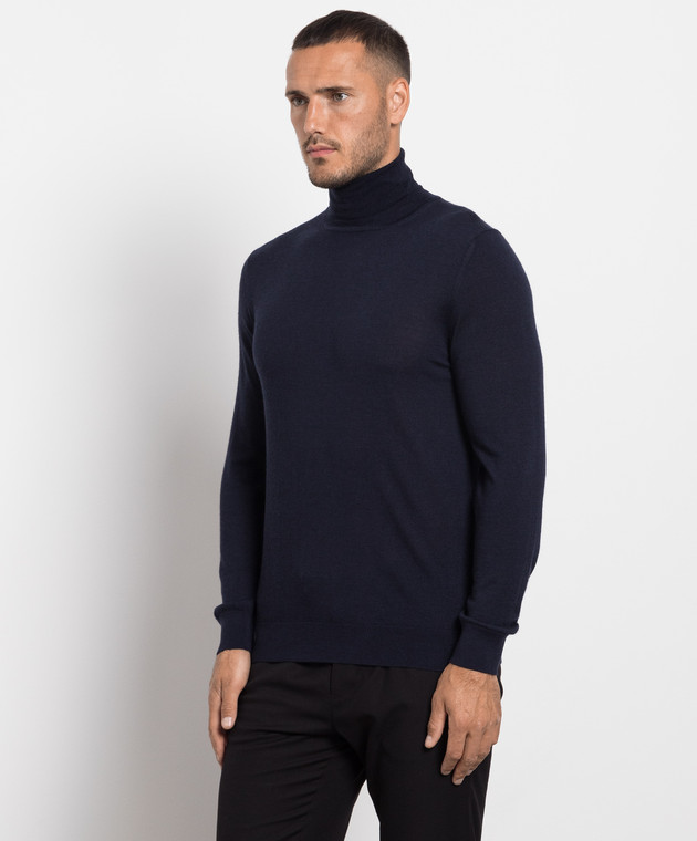 Cashmere&Whiskey Blue wool, silk and cashmere golf MU8571318410R image 3