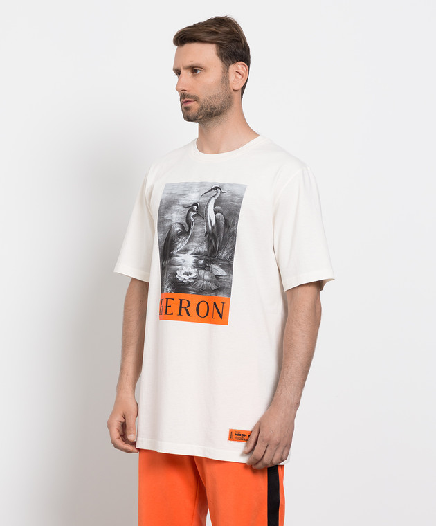 Heron Preston Світло-бежева футболка з принтом HMAA026C99JER001 зображення 3