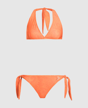 Etro Orange swimsuit with logo emblem D126434546