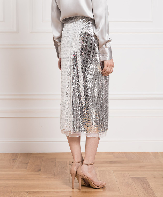 Ermanno Scervino Silver skirt with sequins D422O707YOT image 4