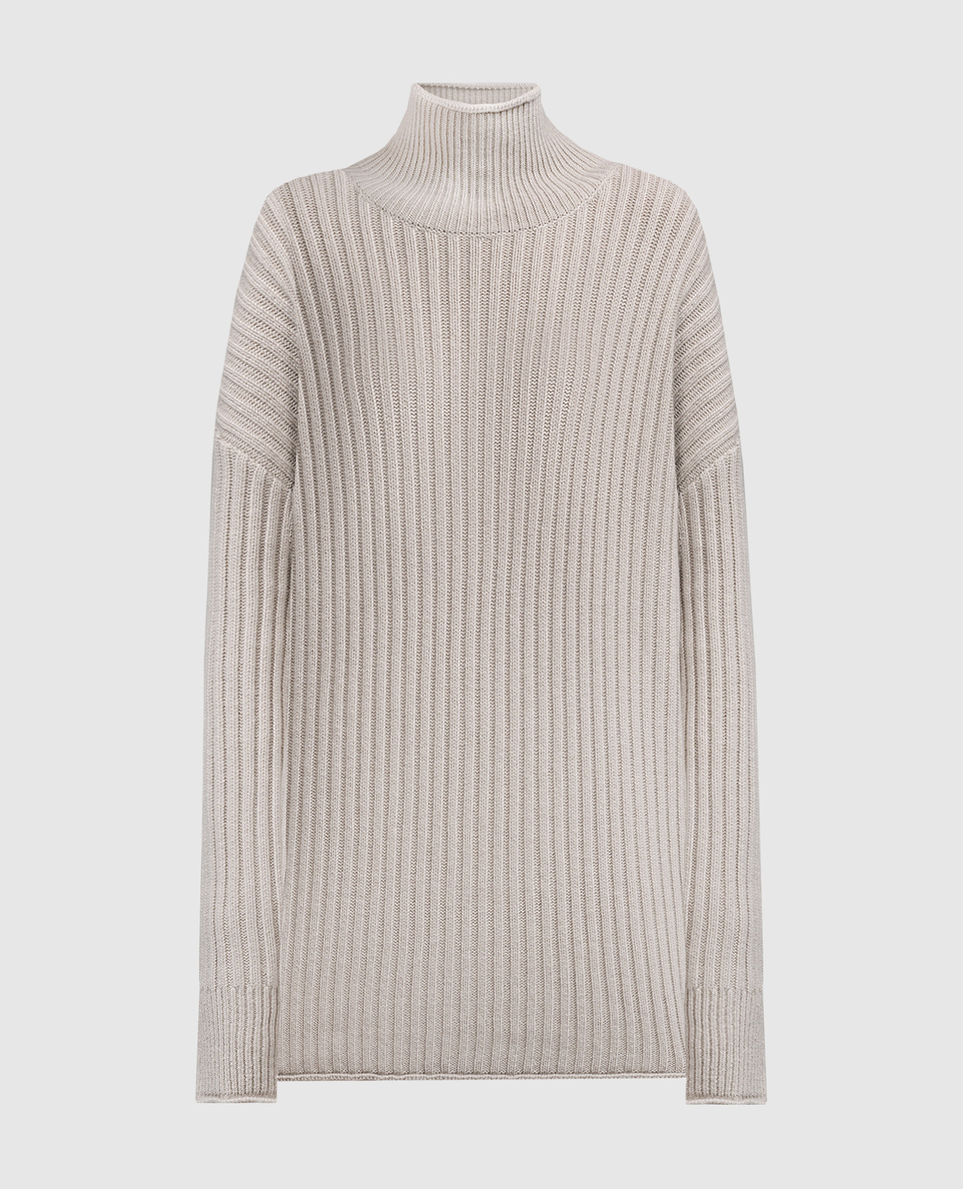 Серый свитер Flora в рубчик из кашемира