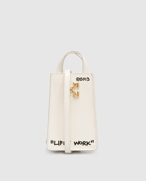 Off-White White leather mini Jitney bag with print OWNV012C99LEA001