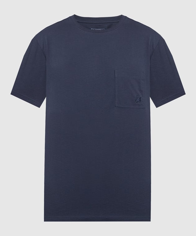 Vilebrequin Titan blue t-shirt with logo embroidery TTNU0P00