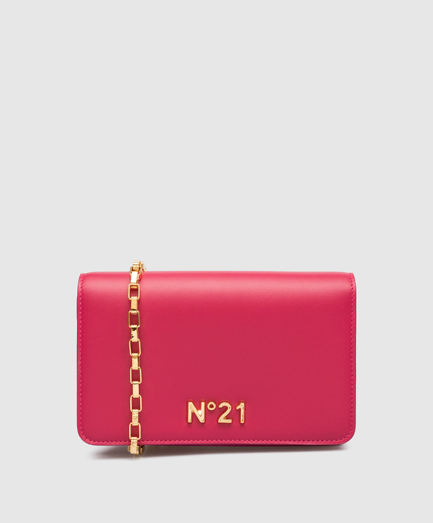N21 Pink messenger bag with metallic textured logo 23EBP0941VT01