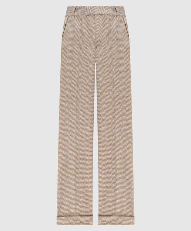 Brunello Cucinelli Beige pants in a pattern with lapels MQ474P8492