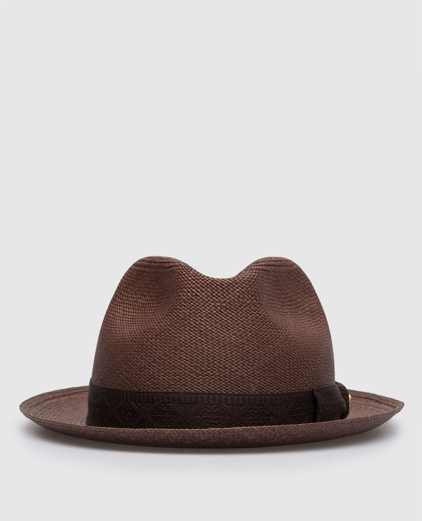 Brown straw hat with eagle head logo