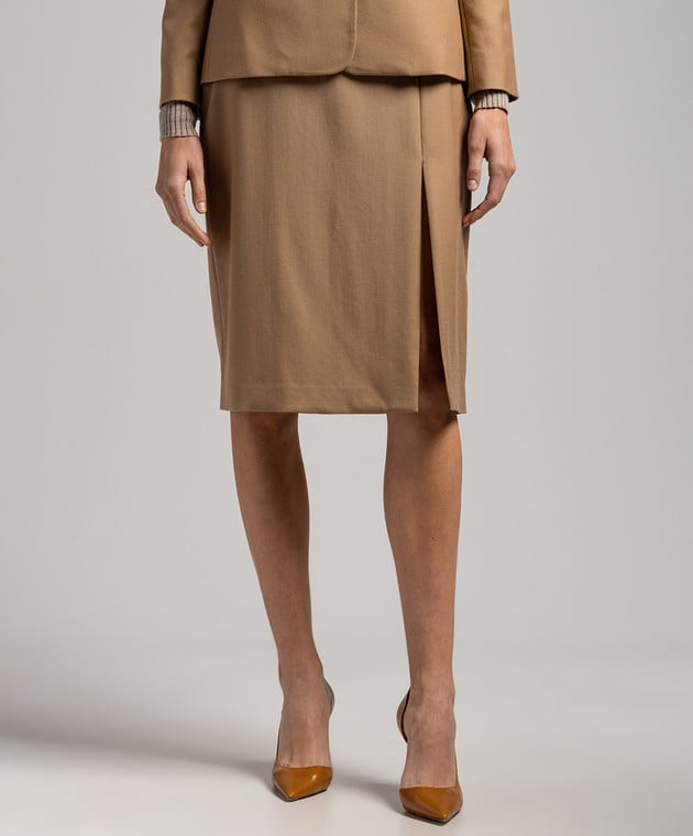 Theory Brown wool skirt with slit N0801301 image 3