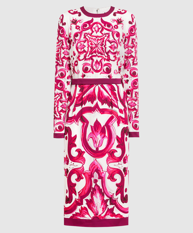 Dolce&Gabbana Pink majolica silk midi dress F6ZJ7THPABK