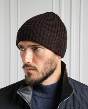 Cashmere&Whiskey Коричневая шапка из шерсти и кашемира 201M