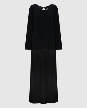 AERON Черное комбинированное платье макси Hale HALE