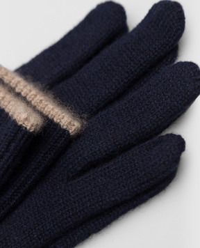 Brunello Cucinelli Синие перчатки из кашемира с окантовкой M2293118