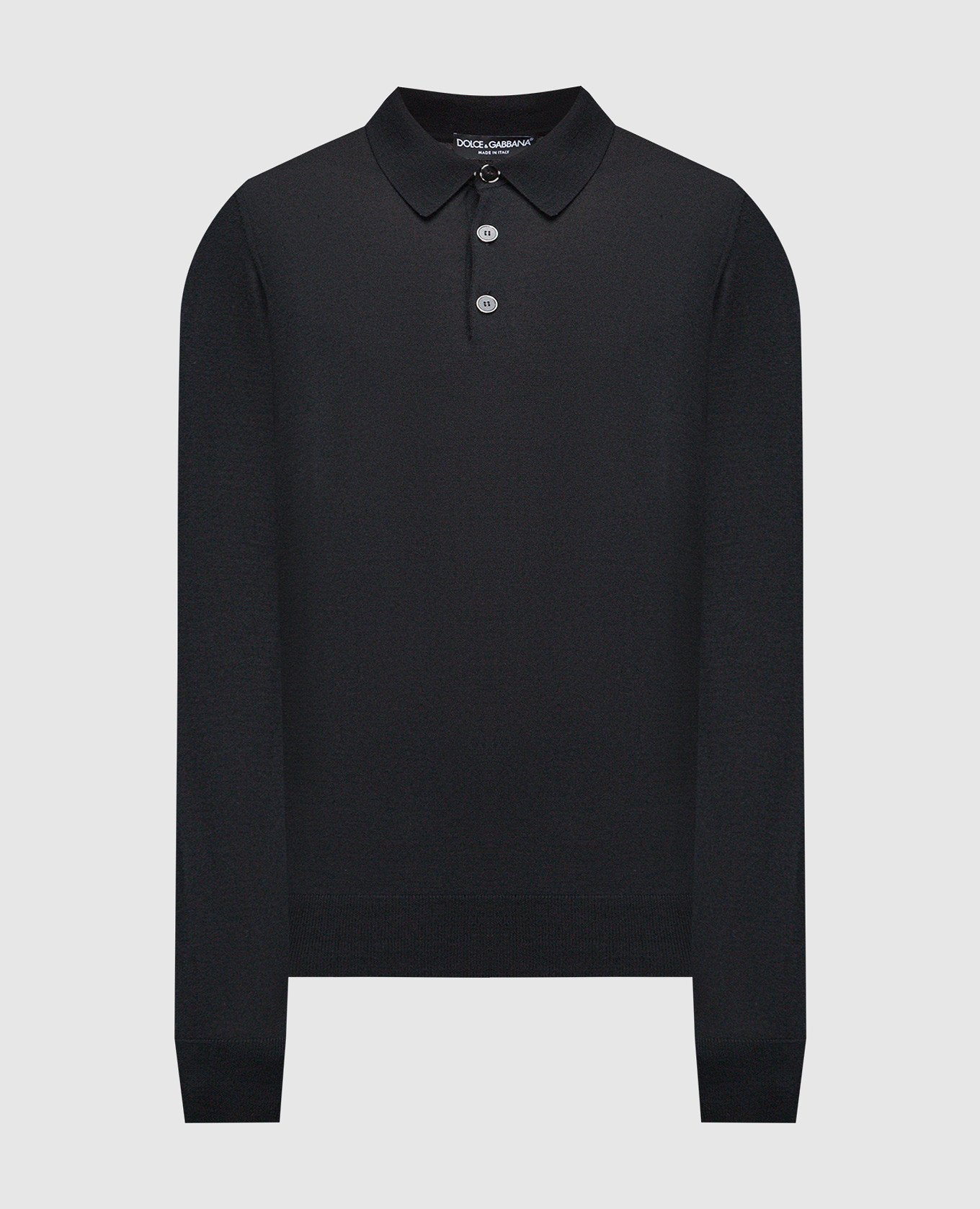 Black cashmere polo shirt