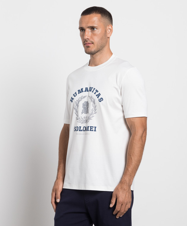Brunello Cucinelli Белая футболка с логотипом принт M0T718452 изображение 3