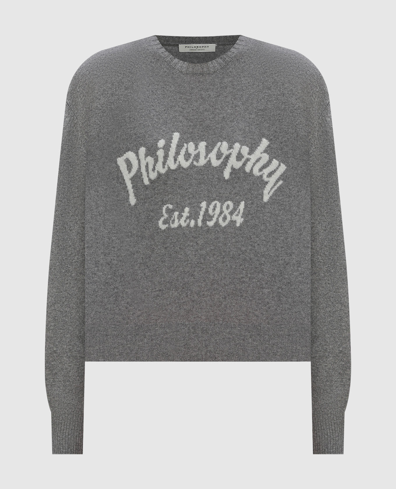 Gray wool and cashmere logo jumper