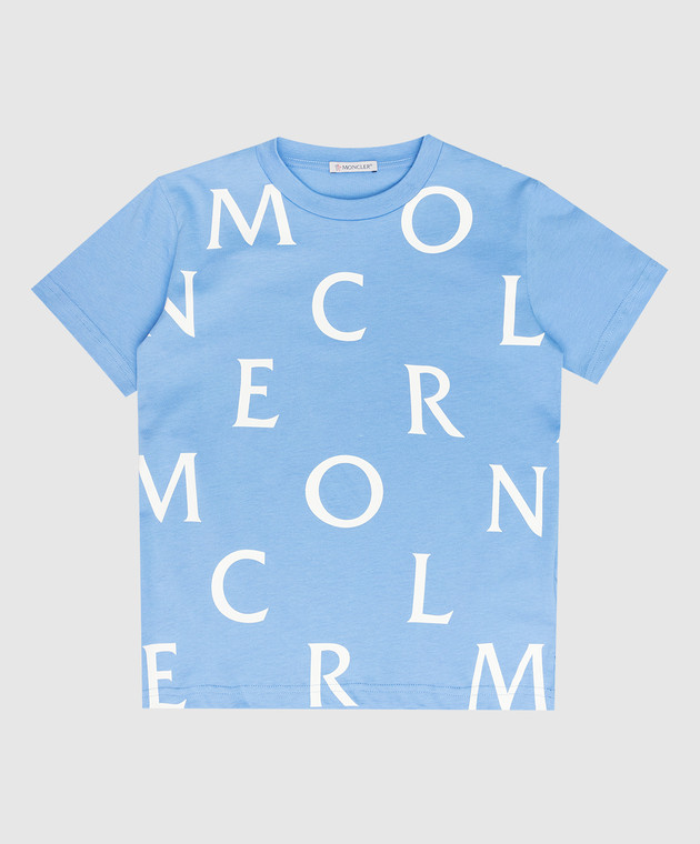 Moncler ENFANT Дитяча блакитна футболка з принтом логотипу 8C00012839071214