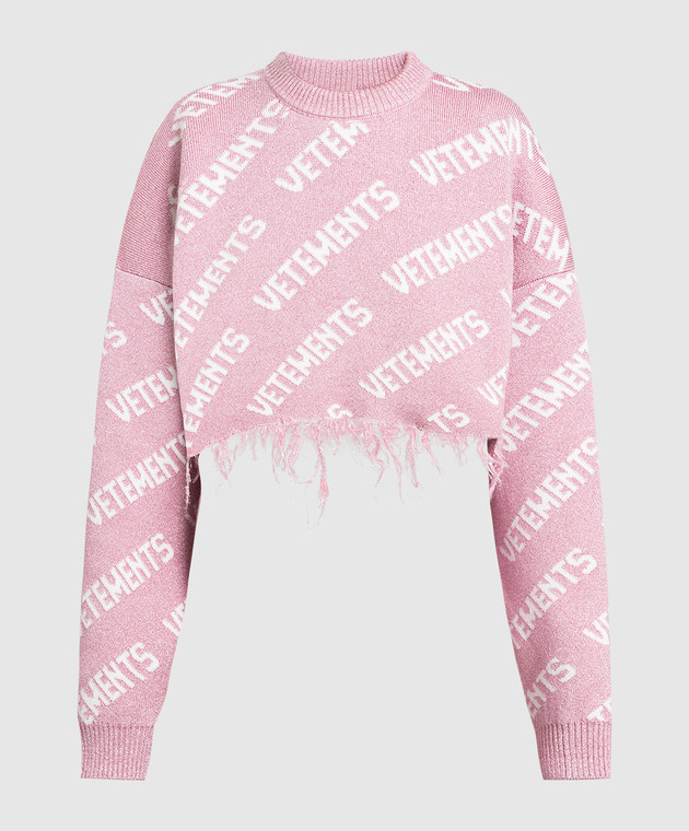 Vetements Pink logo pattern sweater UE54KN180P