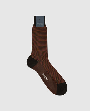 Bresciani Коричневі шкарпетки у візерунок гусяча лапка MC034JQ0684BR
