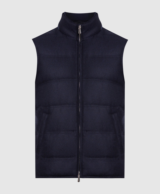 Enrico Mandelli Blue down vest made of wool and cashmere A7T7723821