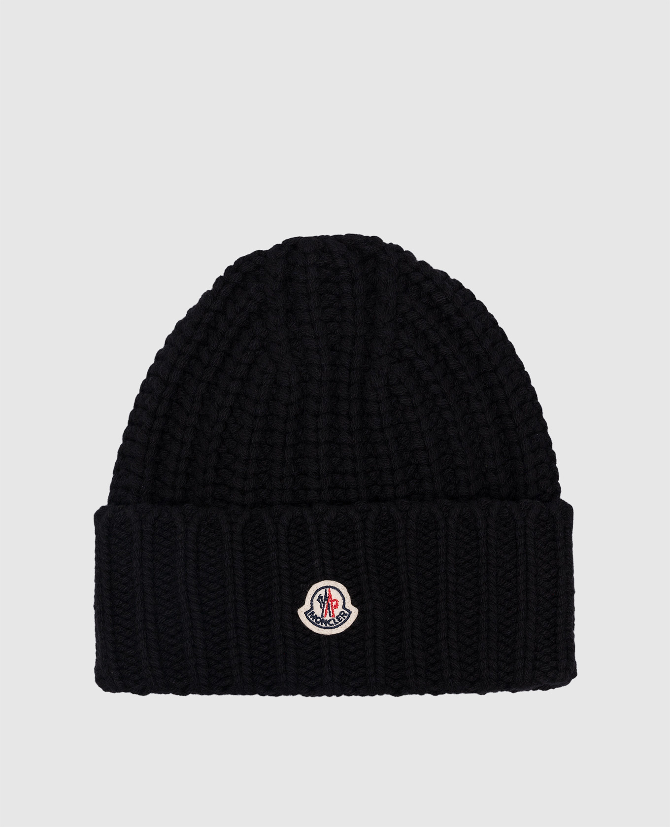 Черная шапка из кашемира и шерсти с логотипом.