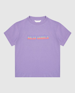 Palm Angels Детская фиолетовая футболка с принтом логотипа Flame PGAA002S24JER001612