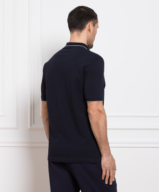 Brunello Cucinelli Голубое поло с вышивкой логотипа M0T639779G изображение 4