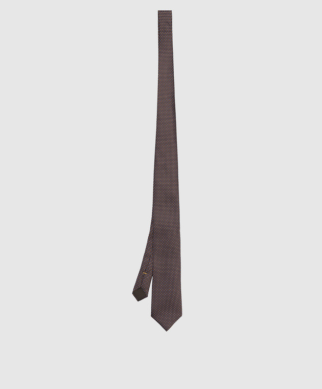 Canali Коричнева шовкова краватка у візерунок HJ0338389 зображення 3