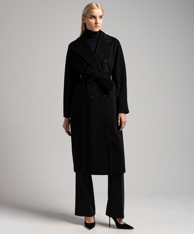 Max Mara Black double-breasted Madame coat in wool and cashmere MADAME image 3