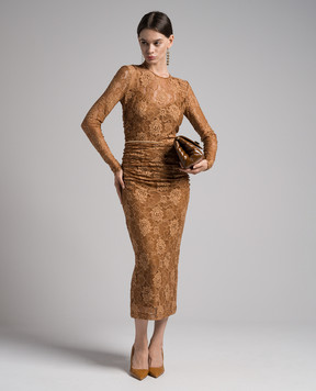 Dolce&Gabbana Коричнева сукня з мережива F6DBATFLUBV