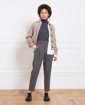 Brunello Cucinelli Серый гольф из кашемира с цепочкой мониль M12150103P