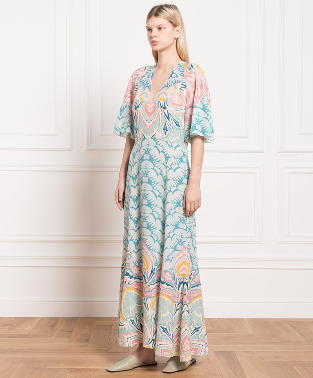 Etro Blue maxi dress made of silk in an abstract print D123474510 изображение 3