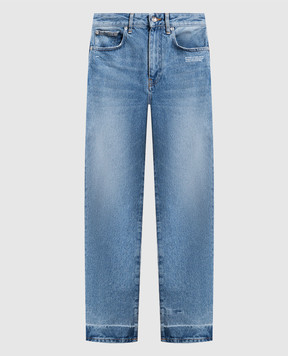 Off-White Сині джинси з ефектом потертості OWYA032C99DEN005