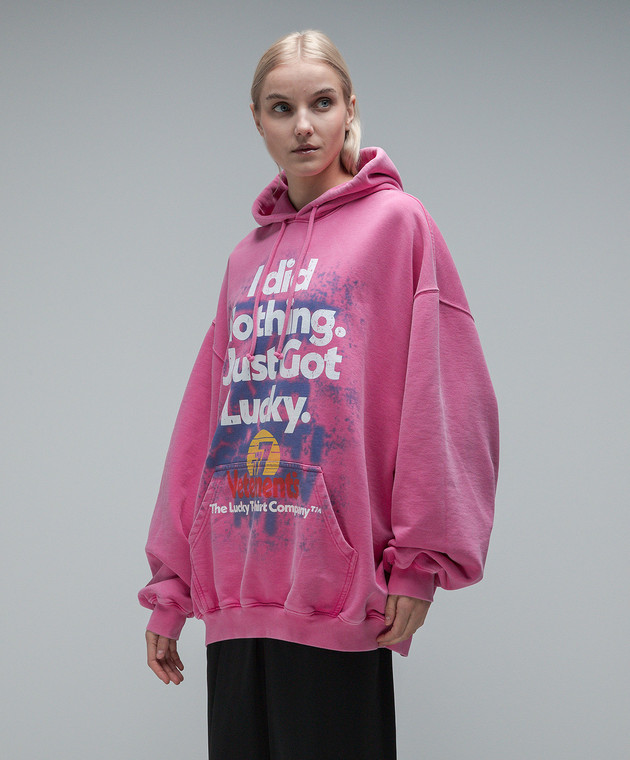 Vetements Pink hoodie with a print UE54HD540Hw image 3