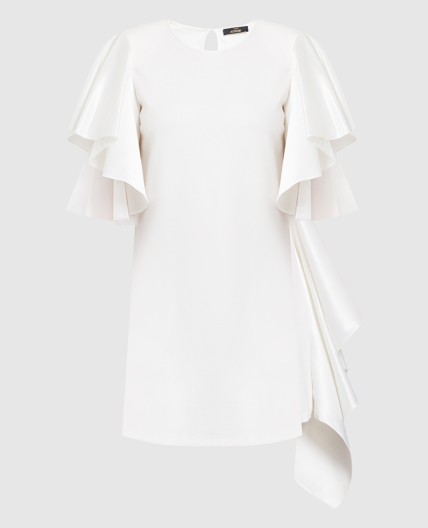 

Белое платье мини с ассиметричной вставкой, Белый, Коктейльные платья