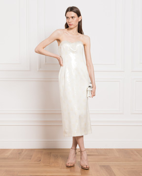 Ermanno Scervino Бежева сукня-бюстьє із шовку в паєтки D422Q730CPRXM