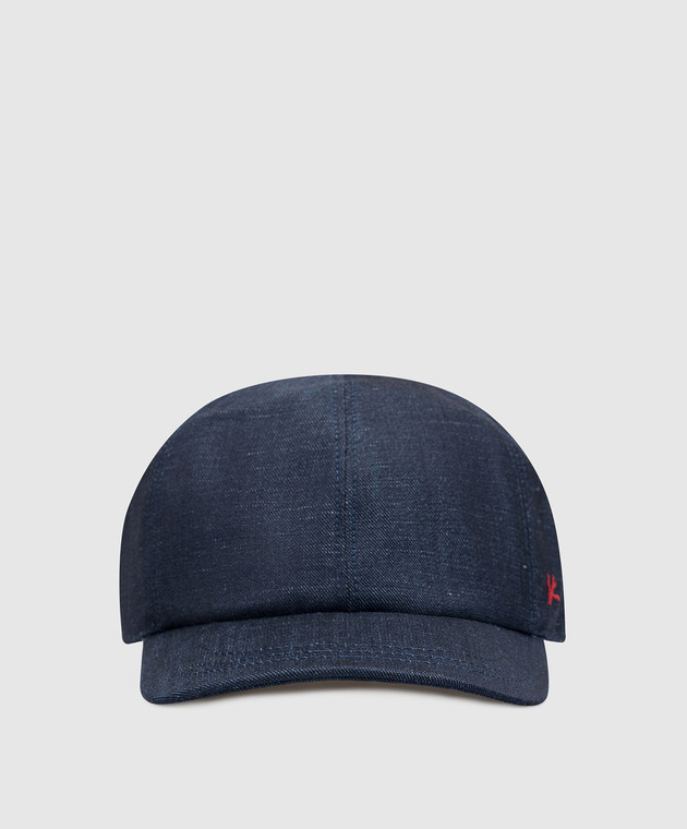 ISAIA Blue wool, silk and linen cap with logo BRT00388070