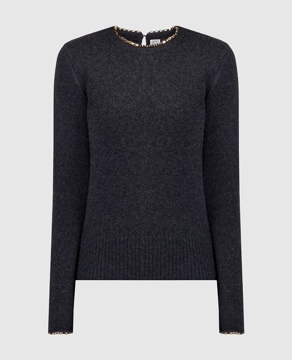 Gray wool and cashmere chain jumper