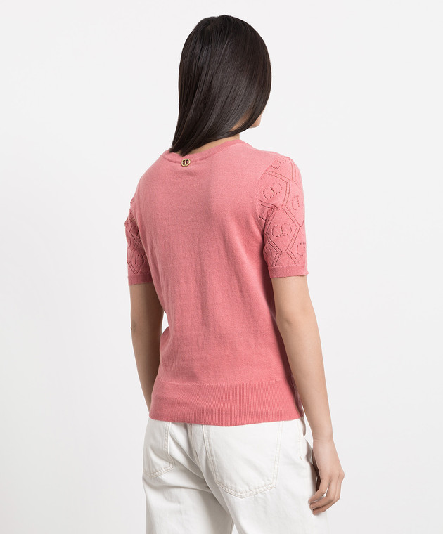 Twinset Pink pullover with perforation 231TP3225 изображение 4