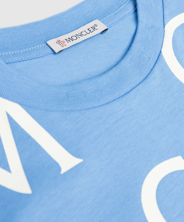 Moncler ENFANT Дитяча блакитна футболка з принтом логотипу 8C00012839071214 зображення 3