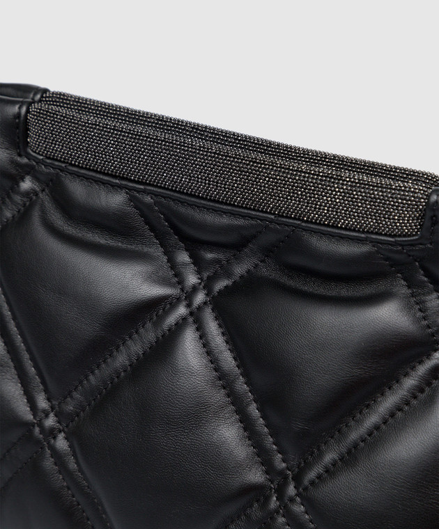 Brunello Cucinelli Чорна шкіряна сумка-багет з ланцюжком моніль MBNBD2371P зображення 5