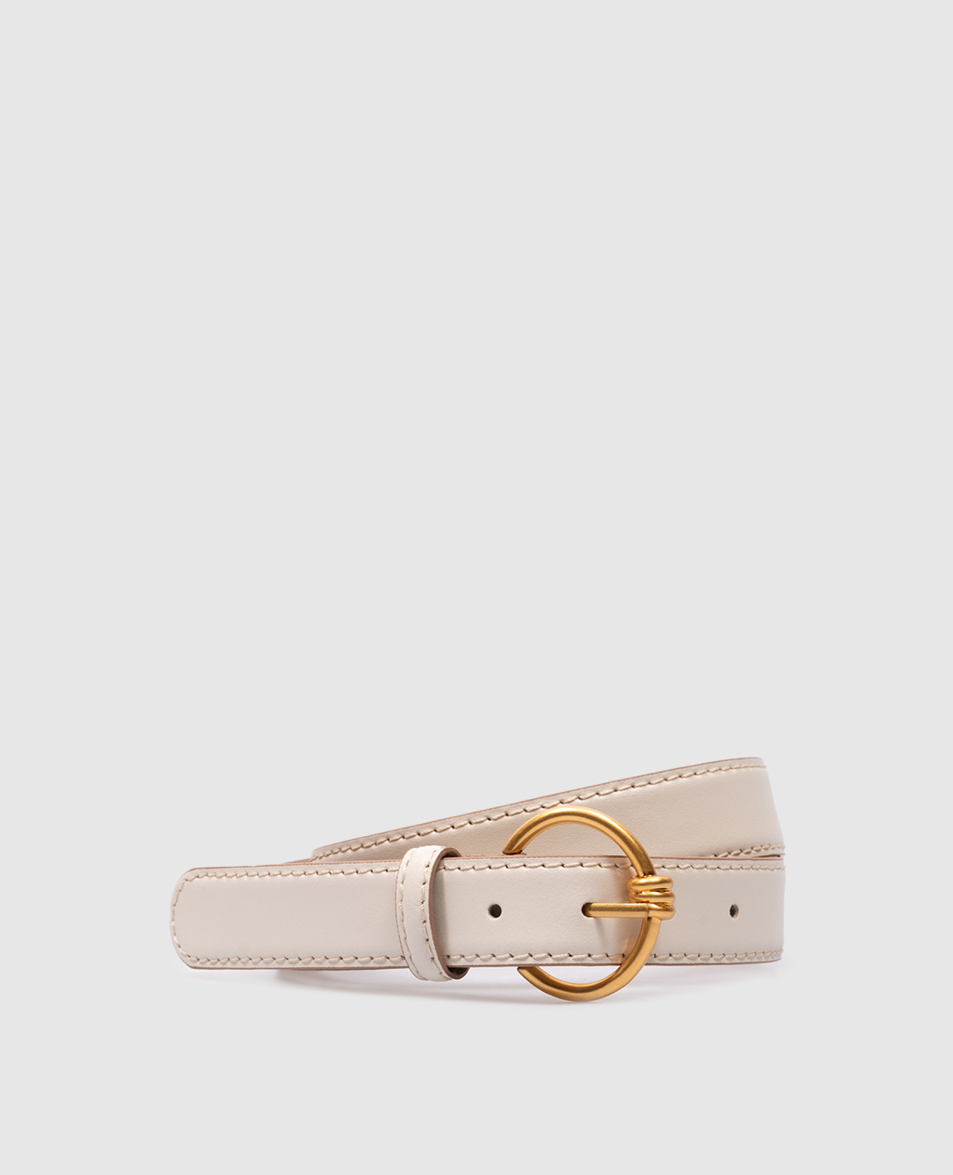 White leather belt with logo