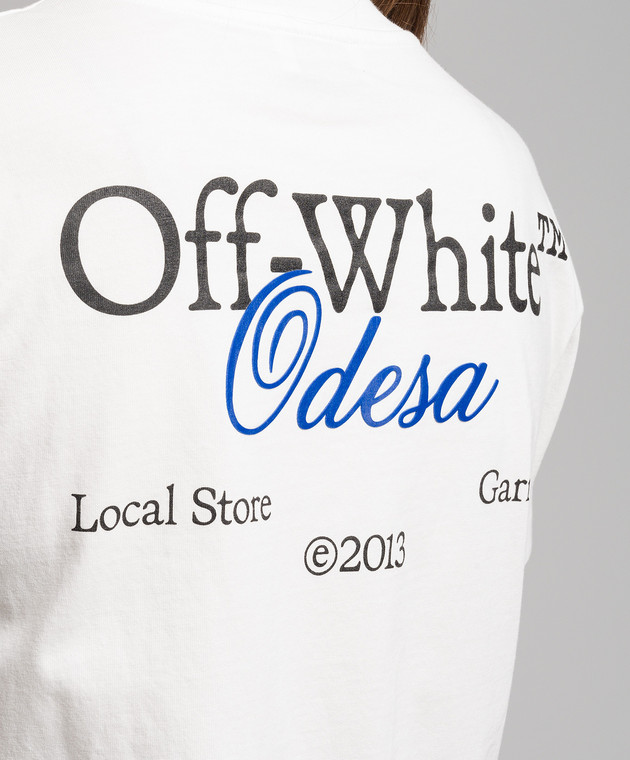 Off-White White t-shirt with Off-White Odesa print OMAA027G23JER049 image 5