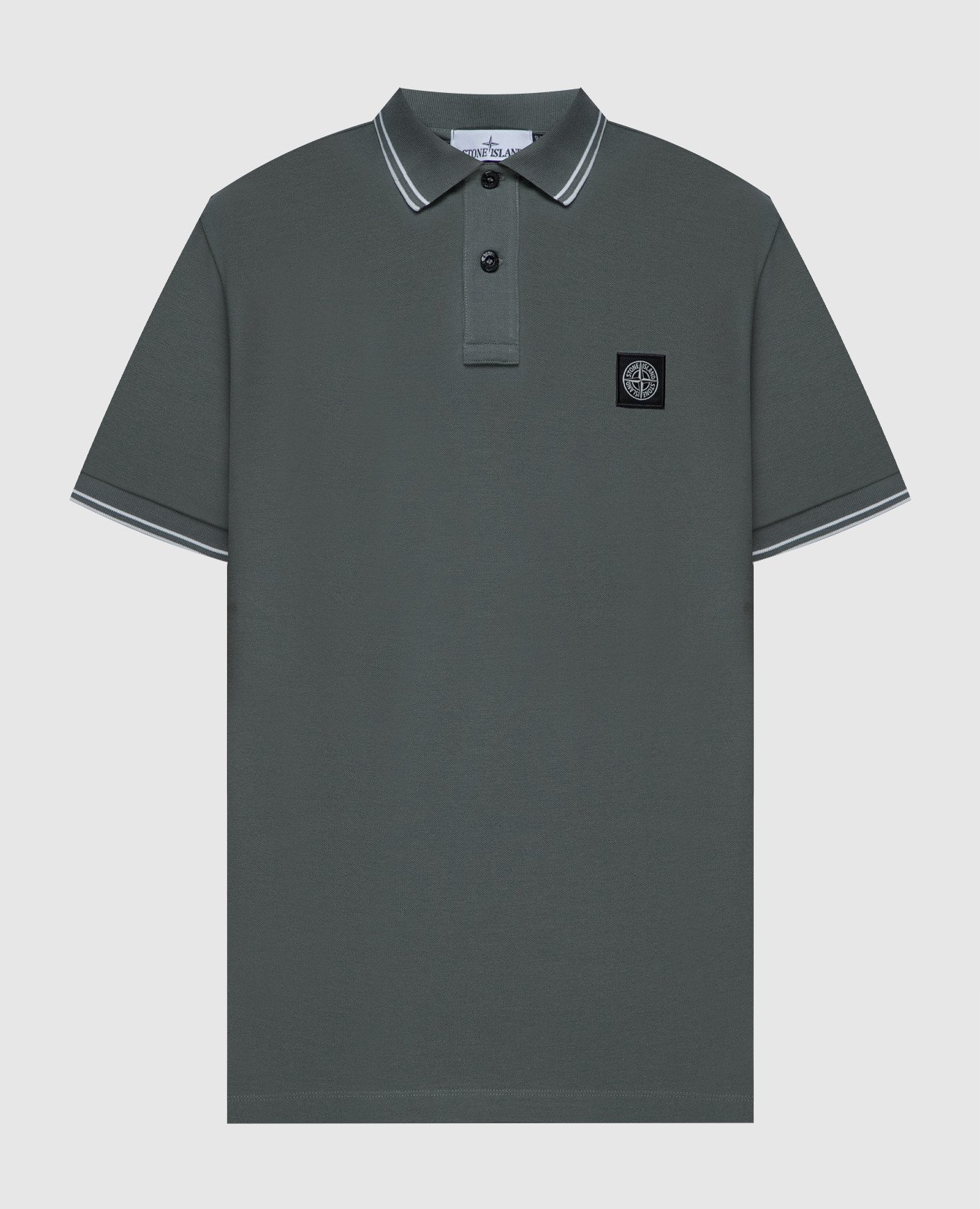 Green polo shirt with logo patch