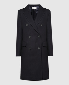 Solotre Голубое двубортное классическое пальто M1R0121